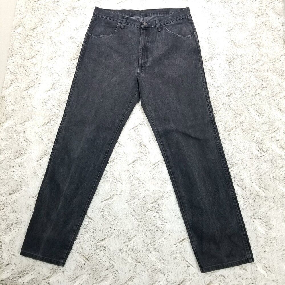 Rustler Jeans Mens 36x32 Black Regular Straight Dark Wash American Denim